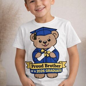 Proud Brother White Graduation Bear Tee